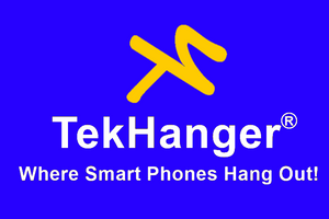 Logo for Tekhanger cell phone and tablet stand and hanger. 